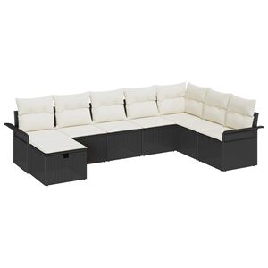 vidaXL Havesofa S&aelig;t med pude 8 pcs Sort og Cream polyrattan