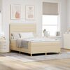 vidaXL LED Box Spring Bed med madras Creme 140 x 190 cm Stof