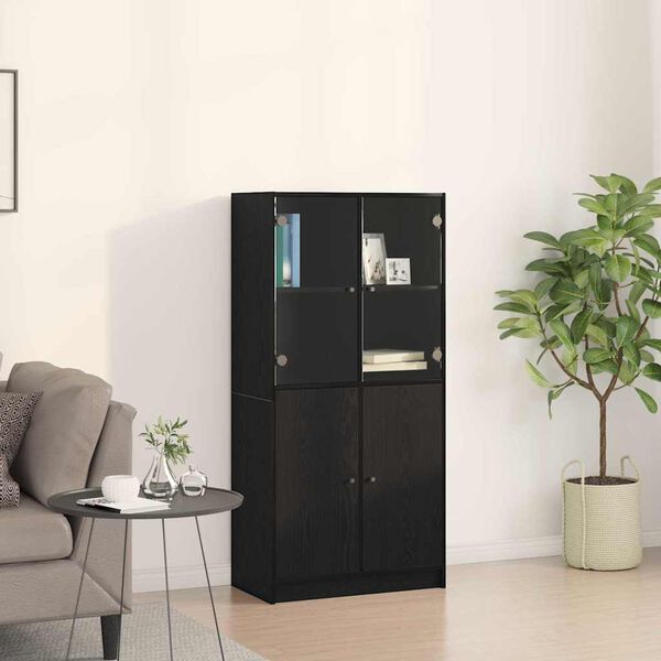 vidaXL Highboard Sort 68 x 37 x 142 cm Konstrueret tr&aelig;