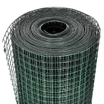 vidaXL hønsenet galvaniseret stål med PVC-belægning 25 x 1 m grøn