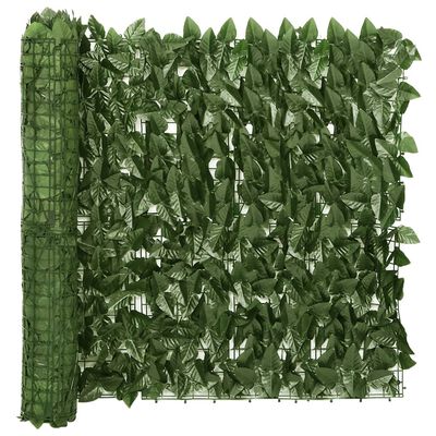 vidaXL altanafskærmning 400x75 cm mørkegrønne blade