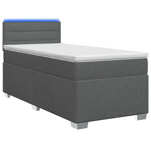 vidaXL Box Spring Seng med Madras og LED M&oslash;rkegr&aring; 80 x 200 cm Stof