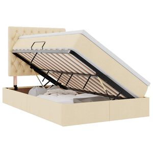 vidaXL Seng med opbevaring og madras Creme 120 x 190 cm Stof