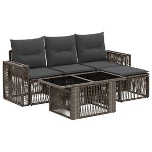 vidaXL Havesofa S&aelig;t 5 stk. Gr&aring; og M&oslash;rkegr&aring; polyrattan