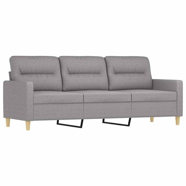 vidaXL 3-personers sofa med fodskammel 180 cm stof Lysegr&aring;