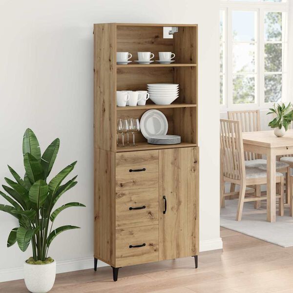 vidaXL Highboard Artisan Egetr&aelig; 69,5 x 34 x 180 cm Konstrueret tr&aelig;