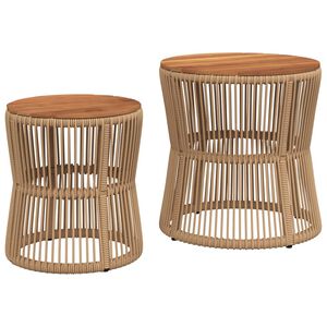 vidaXL haveborde 2 stk. med tr&aelig;plade polyrattan beige