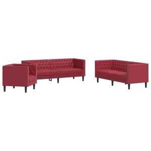 vidaXL 3-personers Chesterfield-sofastol kunstl&aelig;der vinr&oslash;d