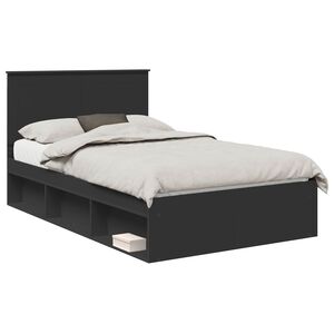 vidaXL Sengestel med skuffe Sort 135 x 190 cm Massiv fyrretr&aelig;