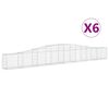 vidaXL buede gabionkurve 6 stk. 400x30x40/60 cm galvaniseret jern