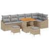 vidaXL Havesofa S&aelig;t med pude 9 pcs Beige polyrattan