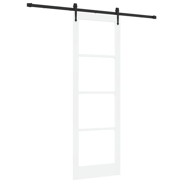 vidaXL Skyded&oslash;r ORKDAL Hvid 78 x 232 cm Massivt fyrretr&aelig; og glas
