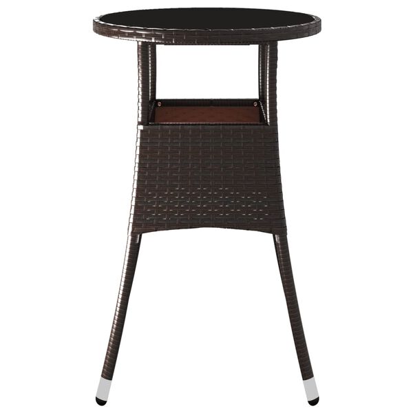 vidaXL havebord Ø60x75 cm hærdet glas og polyrattan brun