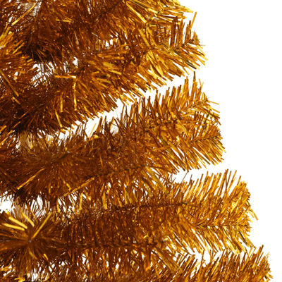 vidaXL kunstigt halvt juletræ med juletræsfod 180 cm PET guldfarvet