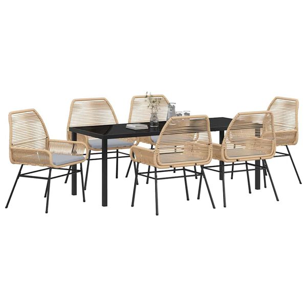 vidaXL Have Spisebordss&aelig;t 7 pcs Brun polyrattan