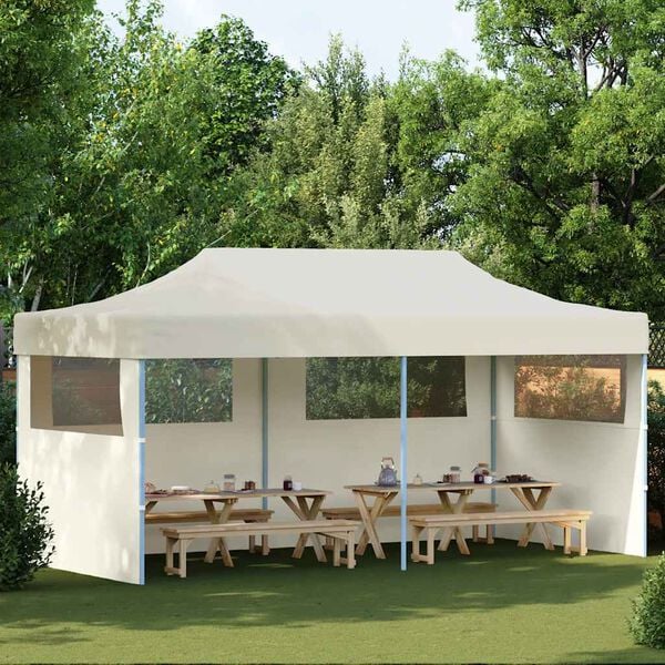 vidaXL foldbart pop up-festtelt 3 x 6 m cremefarvet