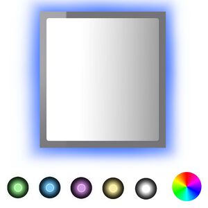 vidaXL badev&aelig;relsesspejl med LED-lys 40x8,5x37 cm akryl gr&aring; h&oslash;jglans