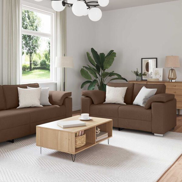 vidaXL Sofa Sæt 2 pcs Brun 219 x 77 x 82 cm Stof