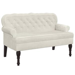 vidaXL b&aelig;nk med rygl&aelig;n 119,5x64,5x75 cm velour cremefarvet