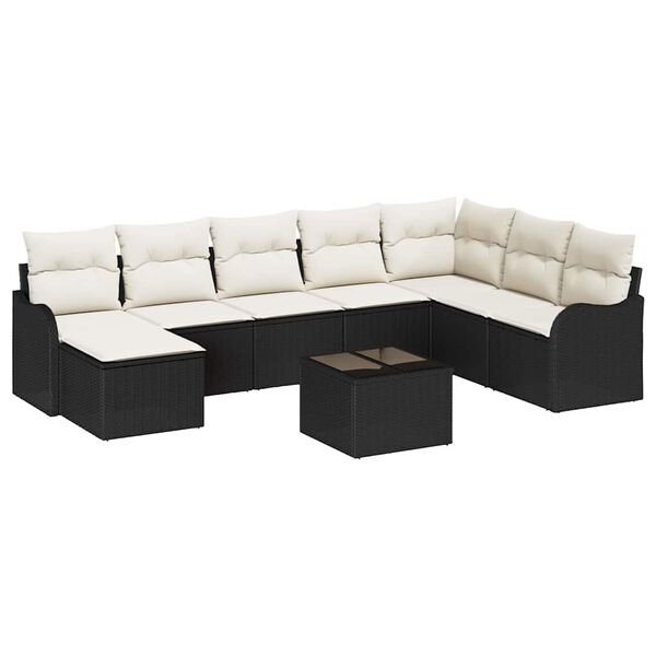 vidaXL Havesofa S&aelig;t 9 pcs Sort polyrattan