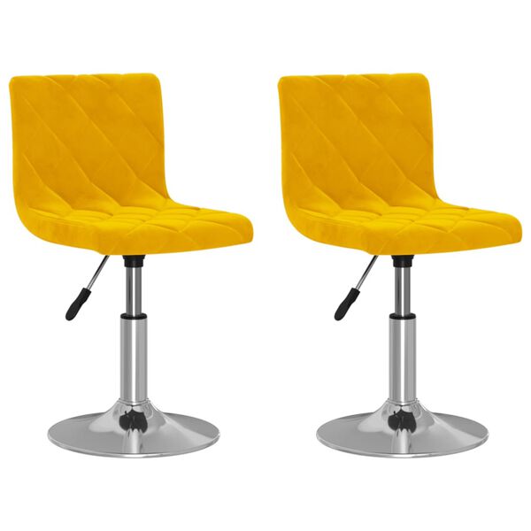 vidaXL drejelige spisebordsstole 2 stk. fl&oslash;jl sennepsgul