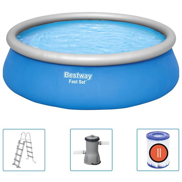 Bestway Fast Set oppusteligt swimmingpools&aelig;t rundt 457x122 cm