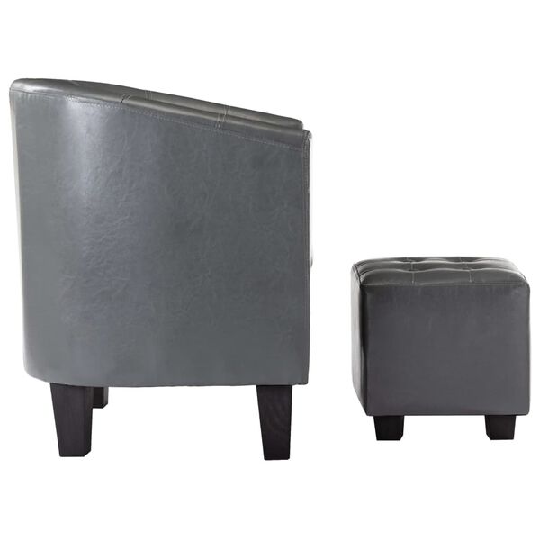 vidaXL l&aelig;nestol med fodskammel kunstl&aelig;der gr&aring;