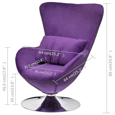 vidaXL drejelig æg-stol med hynde lille fløjl lilla