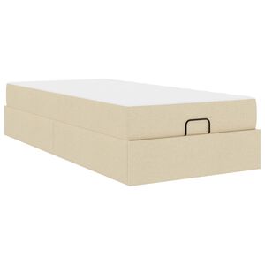 vidaXL Sengeramme med madras med madras 2 pcs Creme Stof