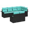 vidaXL Havesofa S&aelig;t med pude 7 pcs Sort polyrattan