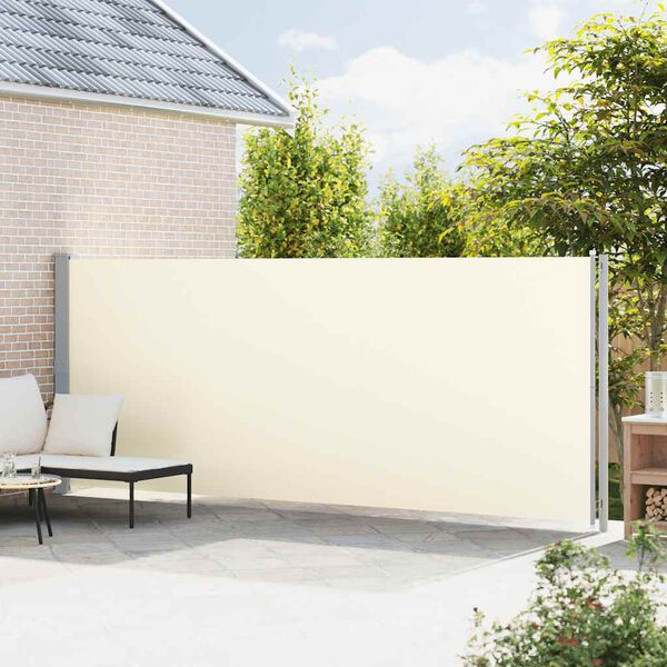 vidaXL sammenrullelig sidemarkise til terrassen 180x600 cm cremefarvet