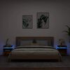 vidaXL sengeborde 2 stk. med LED-lys 40x39x48,5 cm røget egetræsfarve