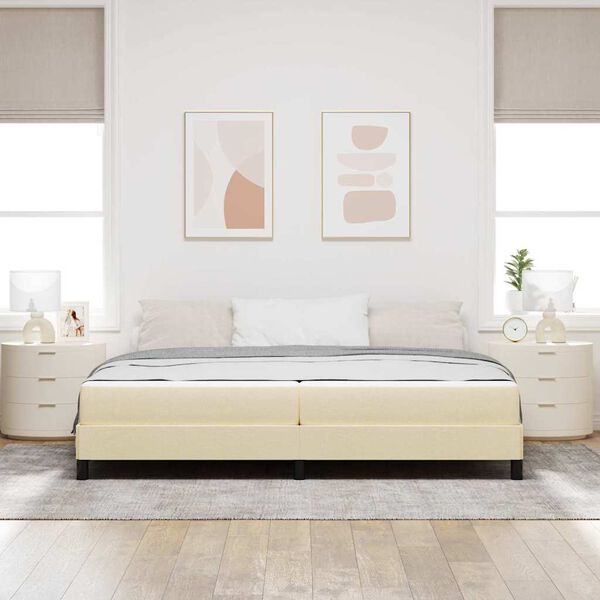 vidaXL Box spring seng med madras Creme 200 x 200 cm Stof