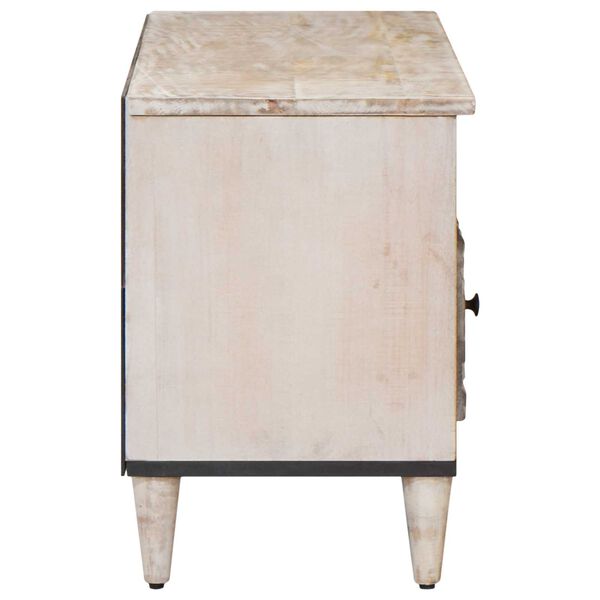 vidaXL TV-skab med skuffe Hvid 100 x 33,5 x 46 cm Massivt mangotr&aelig;