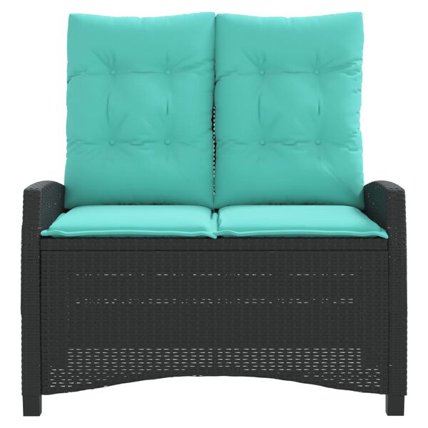 vidaXL haveb&aelig;nk med hynder og l&aelig;nefunktion polyrattan sort