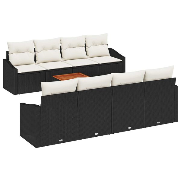vidaXL Havesofa S&aelig;t med opbevaring 9 pcs Sort og Cream polyrattan