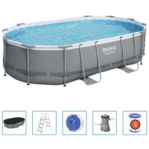 Bestway Power Steel swimmingpoolsæt 488x305x107 cm oval