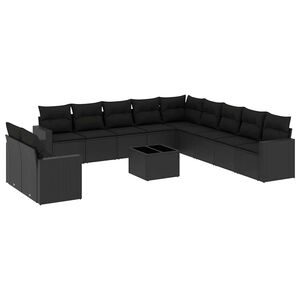 vidaXL sofas&aelig;t til haven 12 dele med hynder polyrattan sort
