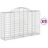 vidaXL buede gabionkurve 9 stk. 200x50x120/140 cm galvaniseret jern