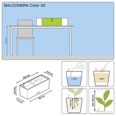 LECHUZA plantekasse Balconera Color 80 ALL-IN-ONE skifergrå 15683