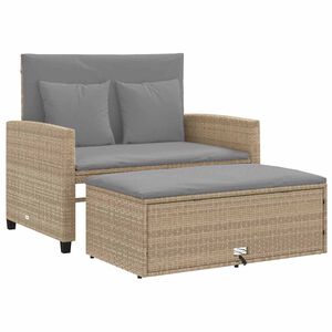 vidaXL 2-personers havesofa med hynder polyrattan beige