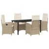 vidaXL Have Spisebordss&aelig;t med pude 5 pcs Beige polyrattan