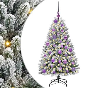 vidaXL Kunstigt Hinged Juletr&aelig; Gr&oslash;n og Hvid 120 cm PVC og St&aring;l