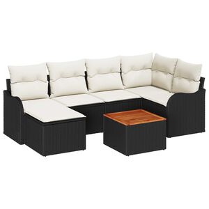 vidaXL Havesofa S&aelig;t med opbevaring 7 pcs Sort og Cream polyrattan