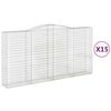 vidaXL buede gabionkurve 15 stk. 400x50x200/220 cm galvaniseret jern