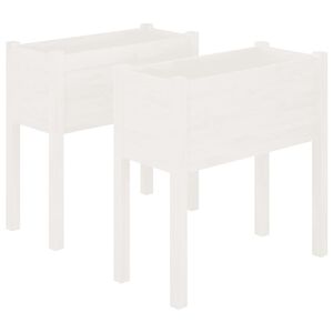 vidaXL plantekasser 2 stk. 70x31x70 cm massivt fyrretr&aelig; hvid