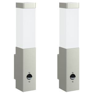 vidaXL Udendørs væglampe 2 pcs Sølv 10.5 x 6 x 33 cm