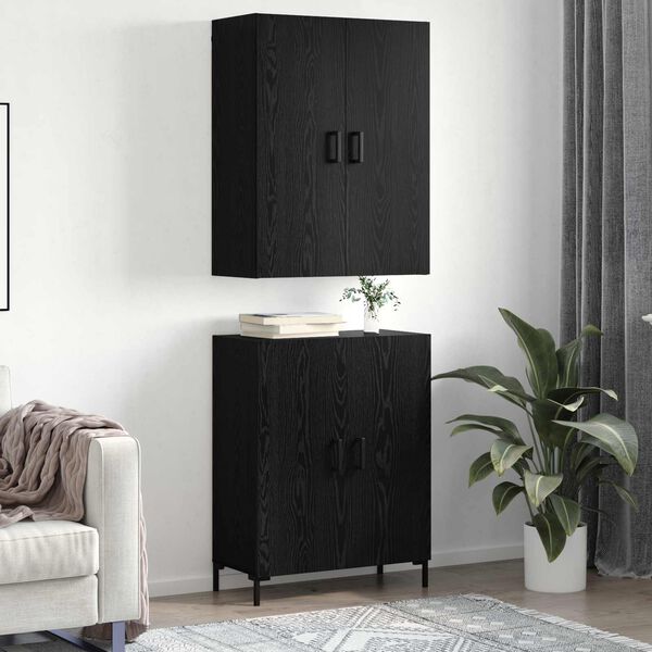 vidaXL Highboard Sort eg 69,5 x 34 x 180 cm Konstrueret tr&aelig;