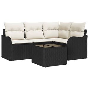 vidaXL Havesofa S&aelig;t med opbevaring 5 pcs Brun polyrattan