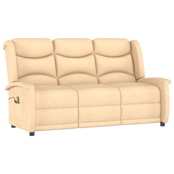 vidaXL 3-personers massagestol mikrofiberstof cremefarvet